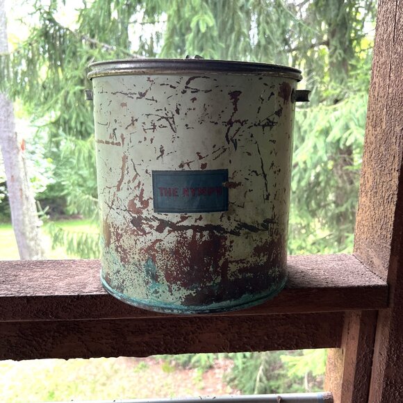 Antique "The Nymph" Large Decorative 12" Metal Stock Pot w/Handles & Affixed Lid - Picture 2 of 11